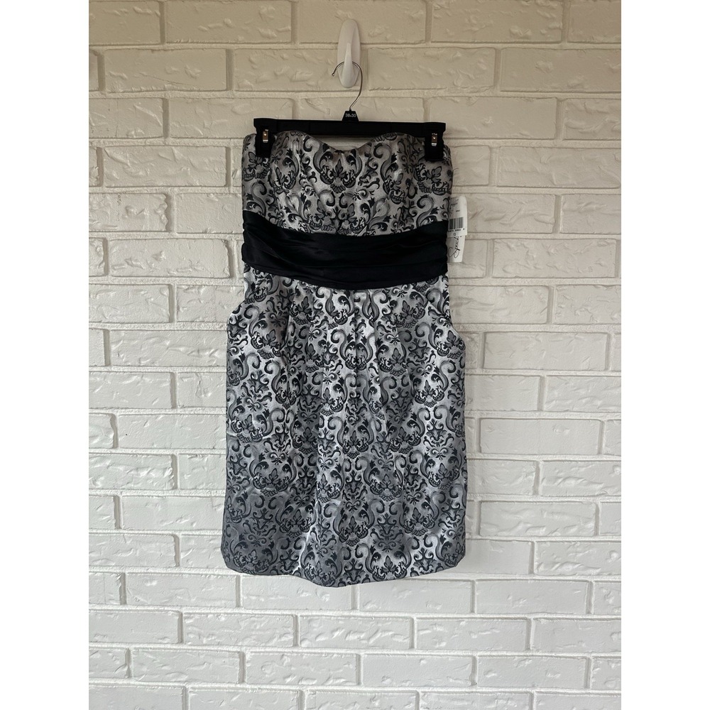 Speechless Strapless Juniors Size 13 Black Silver Prom Dress Y2K Formal Hoco NWT